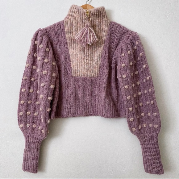 LoveShackFancy Jonae Cropped Half Zip Sweater - Picture 4 of 8